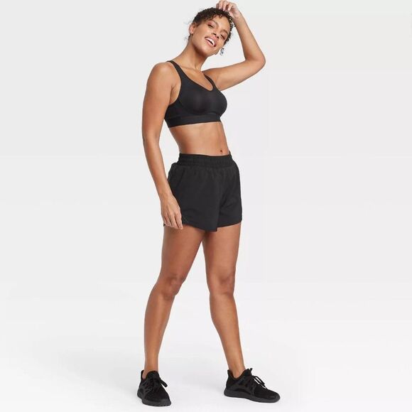 All In Motion High Waist Athletic Running Shorts Black - Picture 1 of 6